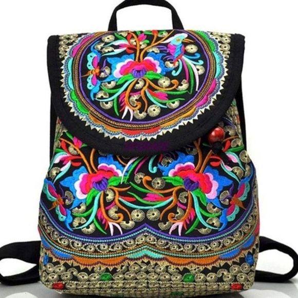 Handbags - Embroidered Backpack
